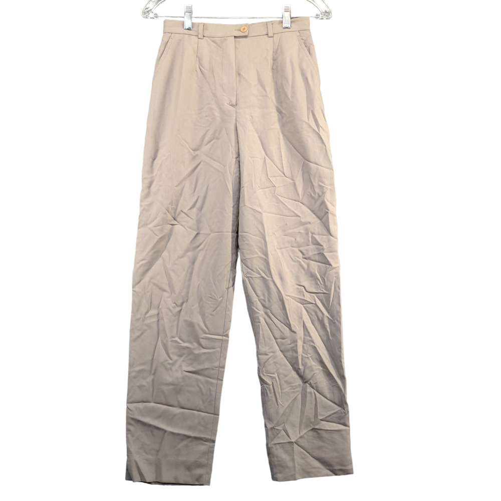 Zanella Women's Straight Leg Dress Pants Tan Size 4 Flat Front Wool Lined